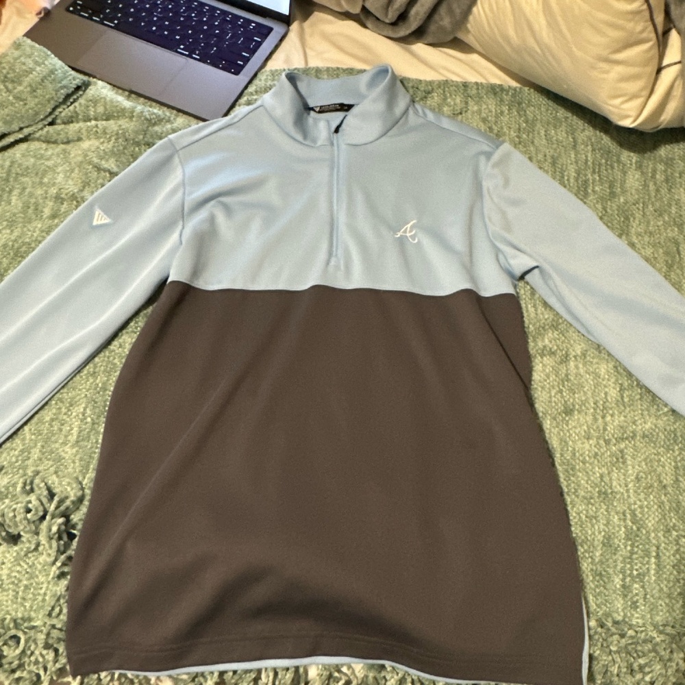 Atlanta braves grey and blue mens half zip
